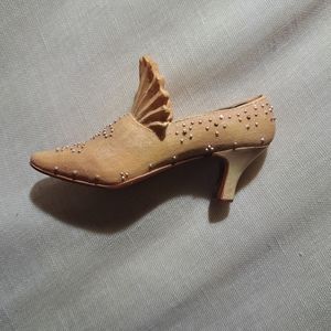 Tan jeweled porcelain vintage shoe